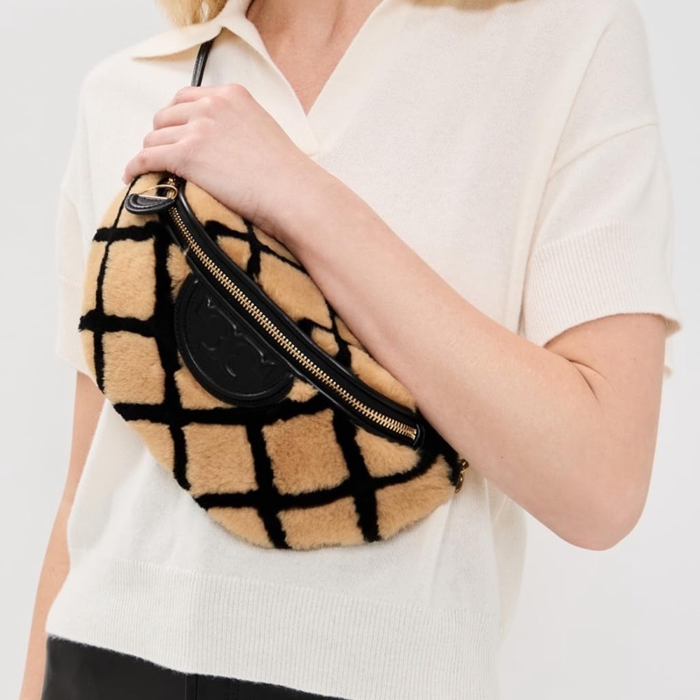 Tory Burch Fleming Shearling Crossbody Belt Bag - Picture 3 of 11